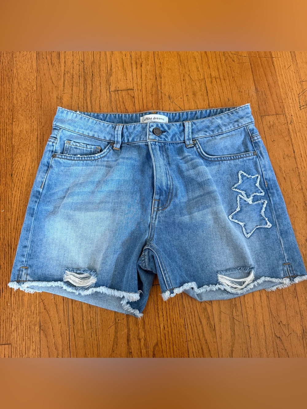 Ei8ht Dreams Light Wash Denim Star Patch Women's Shorts